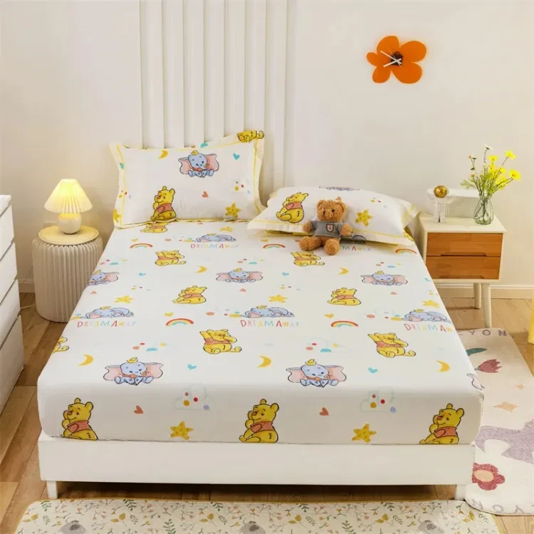 Washable Anti pilling Printed Bed Fitted Sheet Mattress Covers Four Corners With Elastic Band