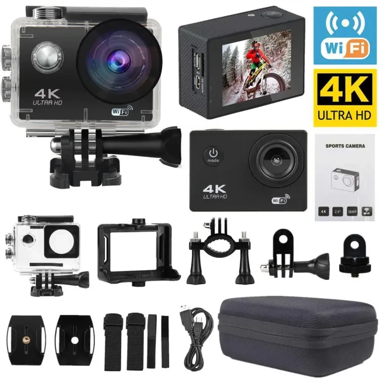 4K 1080P Sports Action Camera with Remote Control Waterproof Ultra HD Wifi Sport Camera With Waterproof Case Sport Video Action Camcorder