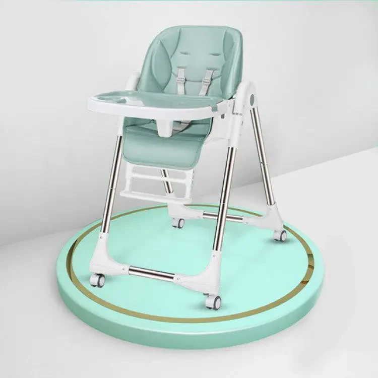 Multi Functional Babies and Toddlers Folding Portable Dining High Chair For Feeding with Wheels/3-in-1 Portable Highchair,Baby High Chair, Baby Feeding Chair with Tray，baby Height Adjustable High C