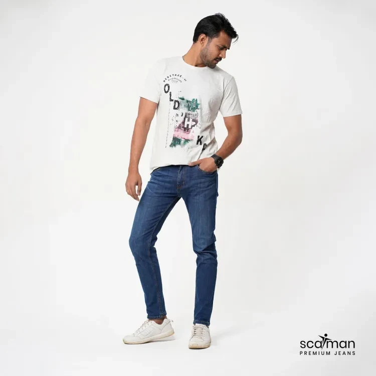 Premium Semi Narrow Classic Fit Basic Denim Pant for Men