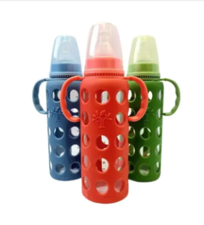Glass Feeding Bottle Milk Feeder With Silicone Cover