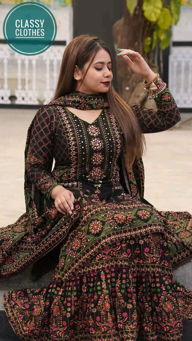 Lavish indulgent - Eid Exclusive Sarara China Linen Gher Glass Work Readymade Three Piece For Girls/Women - Sensible - Must Have