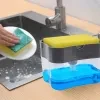 2 In1 Kitchen Liquid Soap Pump Dispenser Sponge Holder Press Countertop Rack With Sponge Holder