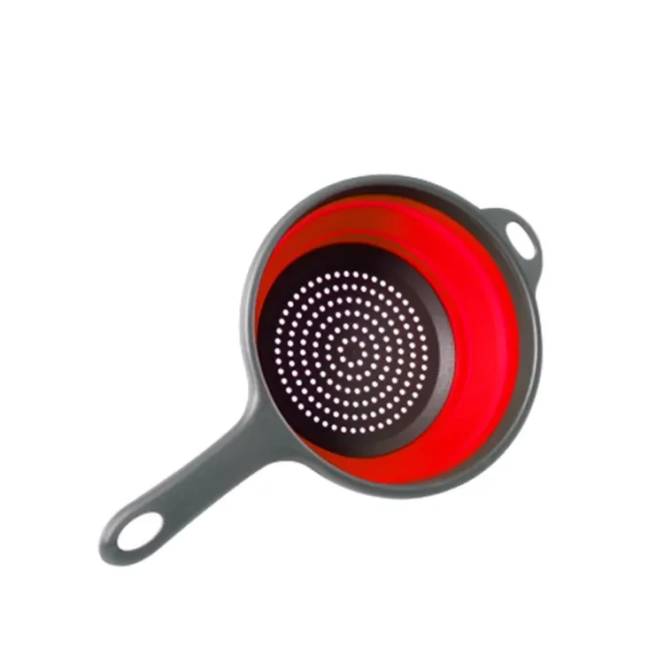 Fruit Kitchen Tools Foldable with Handle Washing Silicone Colander Dish Strainer Drainer Draining Basket