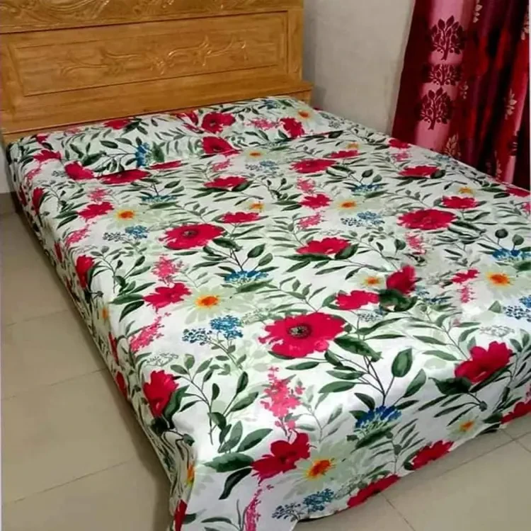 Elegant Multicolor King Size Bedsheet Set (7.5x8 ft) with Matching Pillow Covers