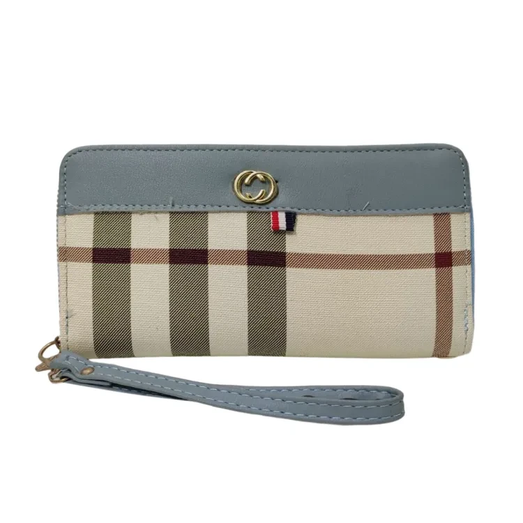 Trendy PVC Leather Luxe - Stylish and Durable - Distinct Charming - Light Blue - Wristlet For Women - Height 10cm & Width 12cm