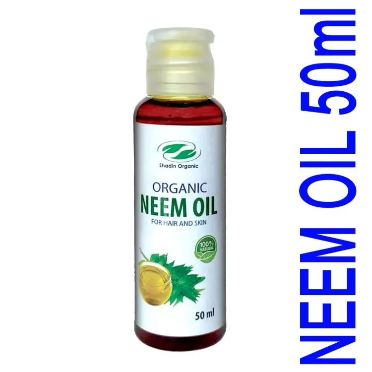 Neem Oil -50gm (Shadin Organic) Natural & Pure, Cold Press, 100% Pure Cold Pressed - Great for Skin Care, Hair Care, Massage Oil, Nails, Acne, & Moisturizer for Dry Skin