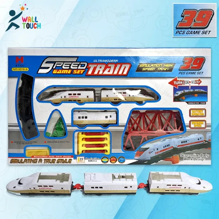 39 Pcs Battery Operated Big Size Simulation Bullet Train With Tree, Bridge & other accessories full train set for Children - car toy