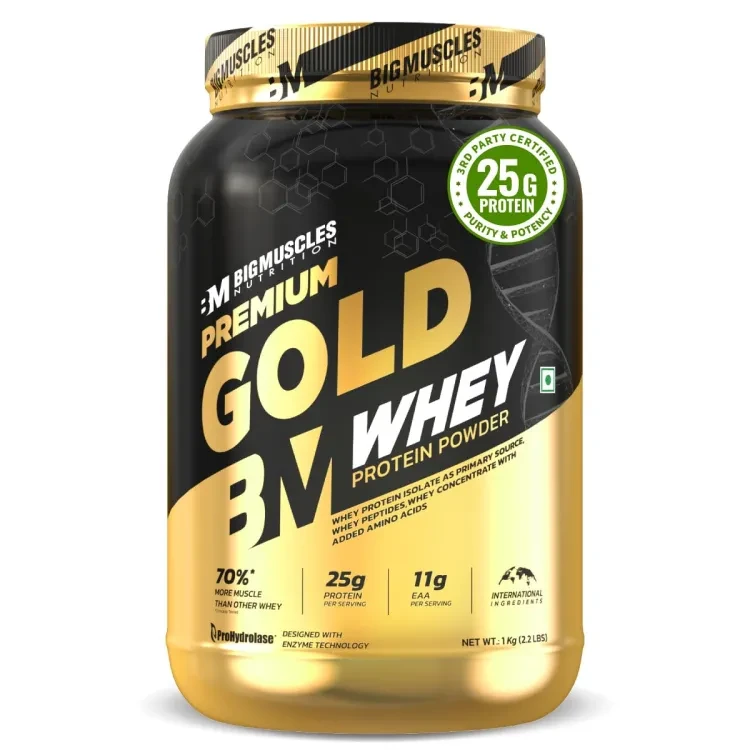BIGMUSCLES NUTRITION Premium Gold Whey Protein, ultimate Blend for Core Bodybuilders, Athletes, Fitness Professionals & promoting muscle growth, counteracts muscle breakdown, and supports your workout