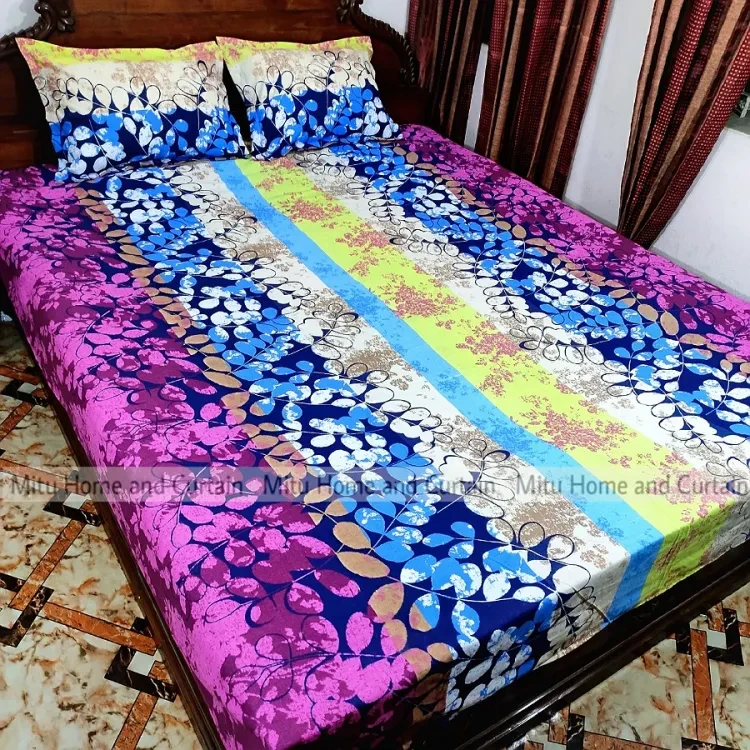 King size Bedsheet with Pillow cover Chador set 7.5×8.25 feet Full cotton fabric Purple