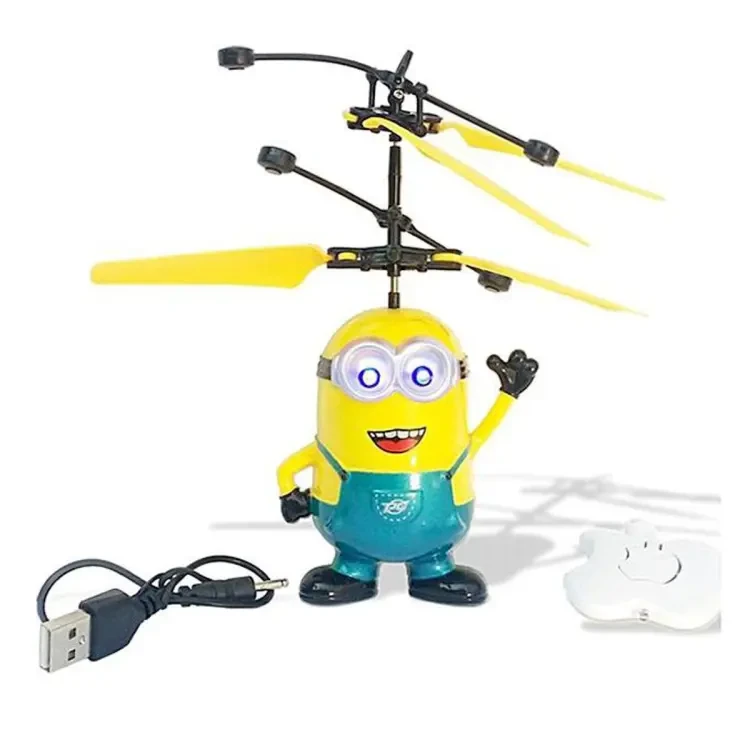 Flying Minion Helicopter Toy For Kids - Yellow And Blue