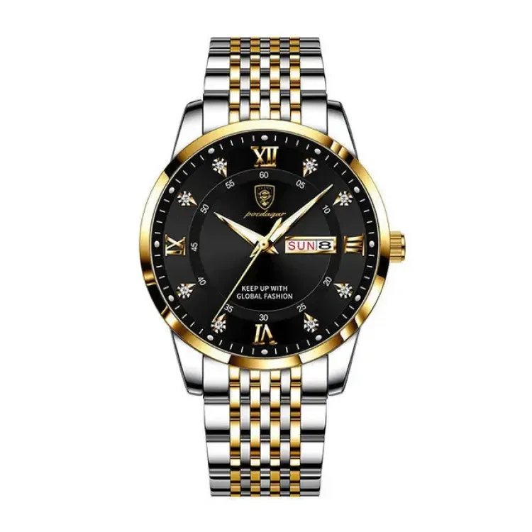 POEDAGAR 836 Luxury Watch For Men Waterproof Calendar Luminous Steel Band Wrist Watch Fashion Business Quartz Watch Man