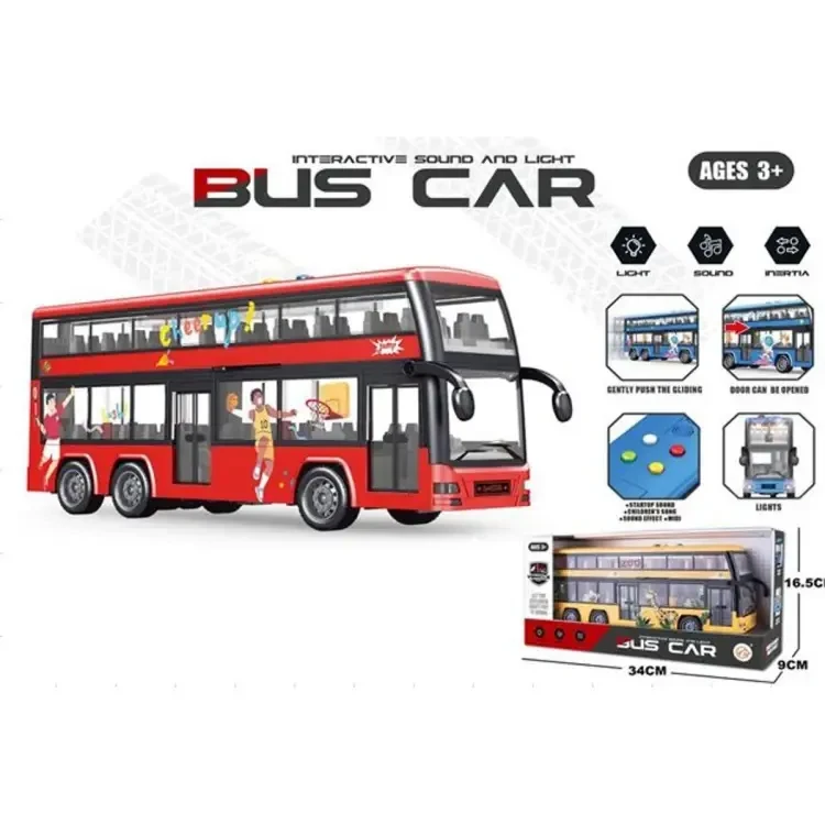 Double deck Luxury bus Solid color lighting IC inertia for children toys