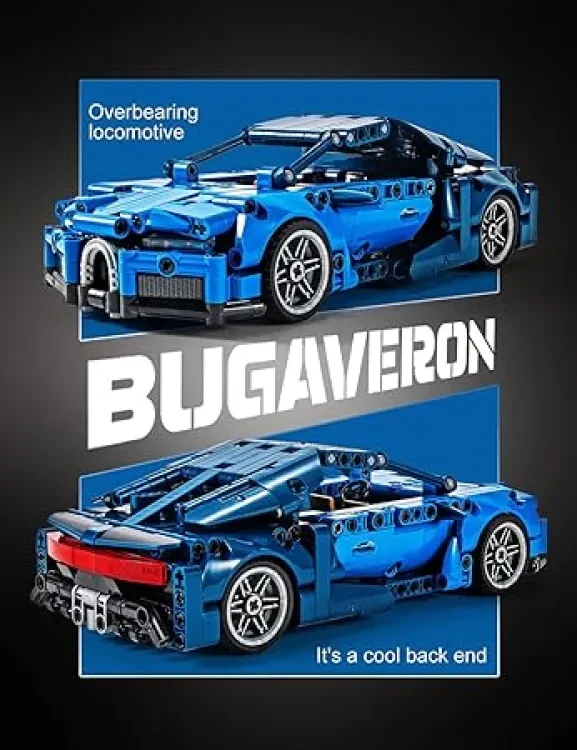 SEMKY Car Series Bugaveron Super Sports Car（Transformable Robot） Building Blocks Set,(717Pieces) Sports Car Model Gifts Toy for Kid and Adult