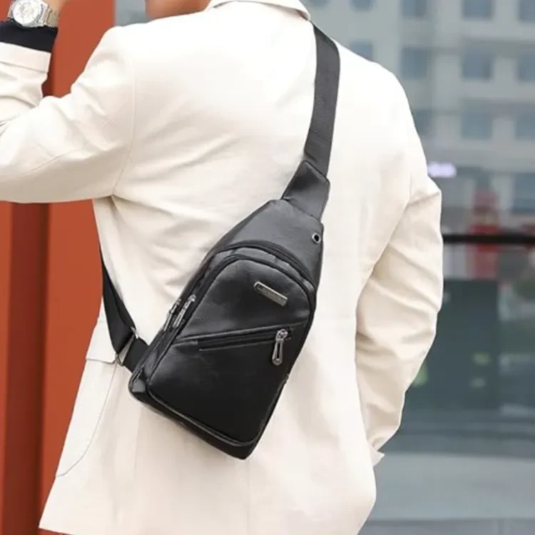 Men's and women's crossbody bags, PU leather chest bags, Jeep Bike Rider Cross Body Leather Bag, travel and leisure bags, mobile phone bags