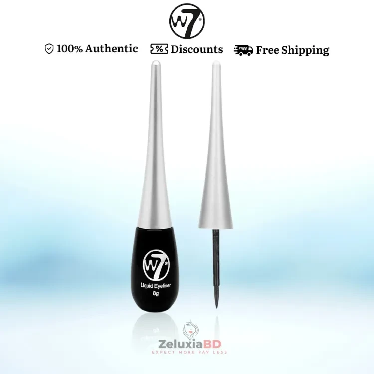 W7 Liquid Eyeliner Pot - 8ml Black - Long-Lasting, Smudge-Proof Eyeliner for Precise Eye Makeup