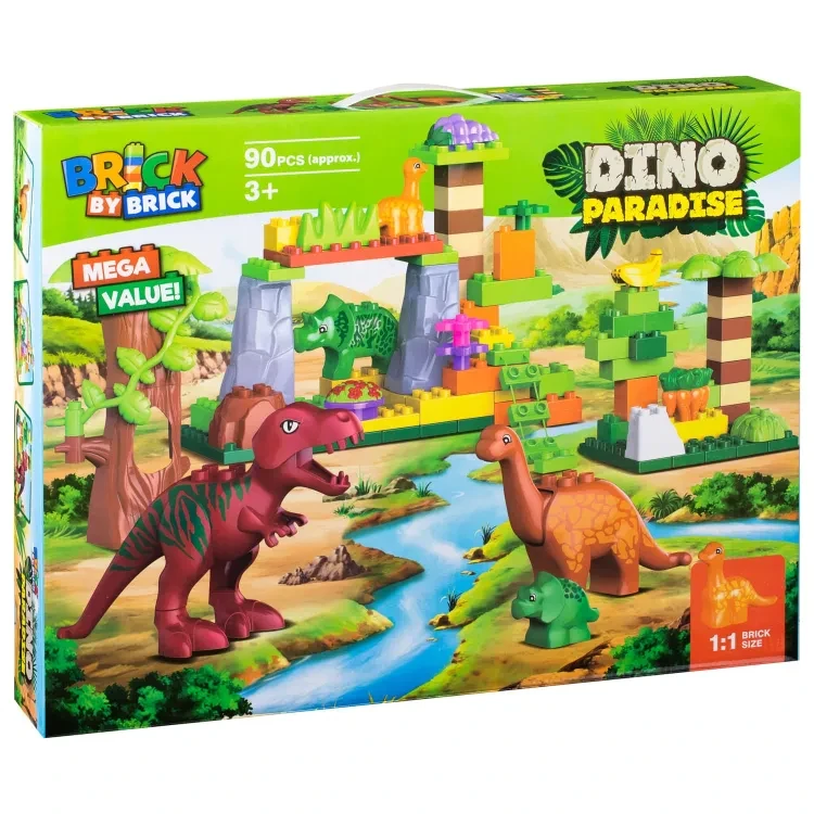 42 Piece Dinosaur Paradise Building Blocks Set STEM Learning Mighty Dinosaur Blocks Brick Building Set Compatible with All Major Brands Dinosaur Toys