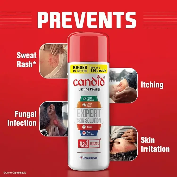 Candid Dusting Powder | Doctor's Prescribed No.1 brand | Provides Expert Skin Solution | 120 Gm