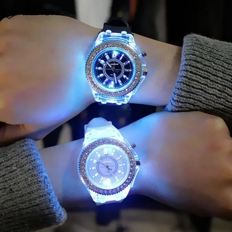 Girls Boy Flash Luminous Watch / Personalized Rhinestone LED Watch / Woman Men's Night Light Wrist Watch / Children Students Birthday Gifts