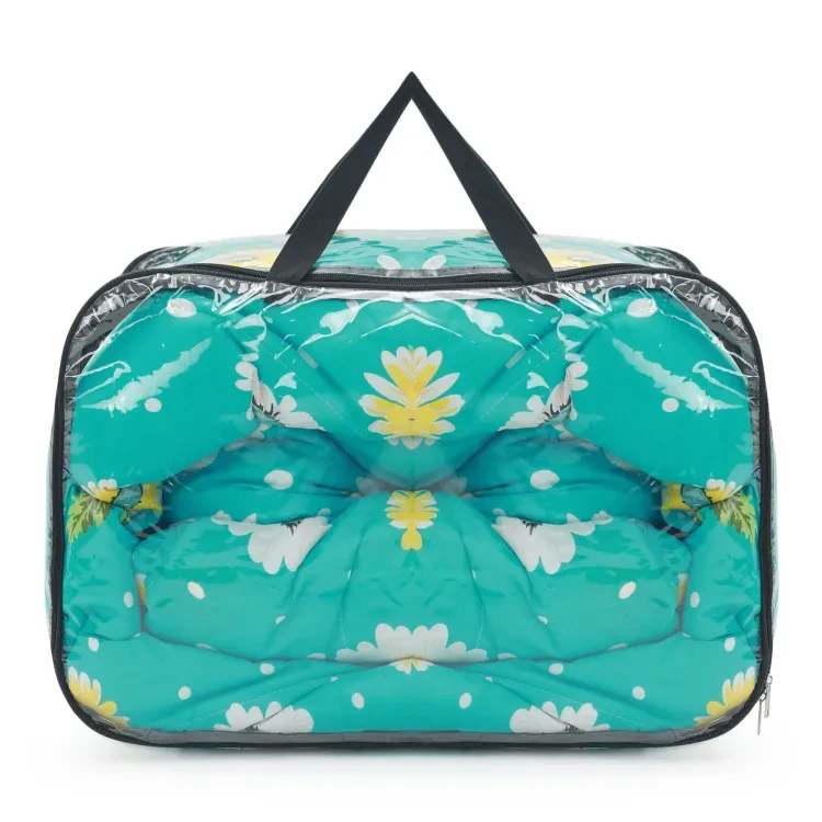 Comforter King Size 86 X 84 inch (+- 2 inch) Poly Filler Inside Lightweight for Winter - Turquoise with Large Floral Print
