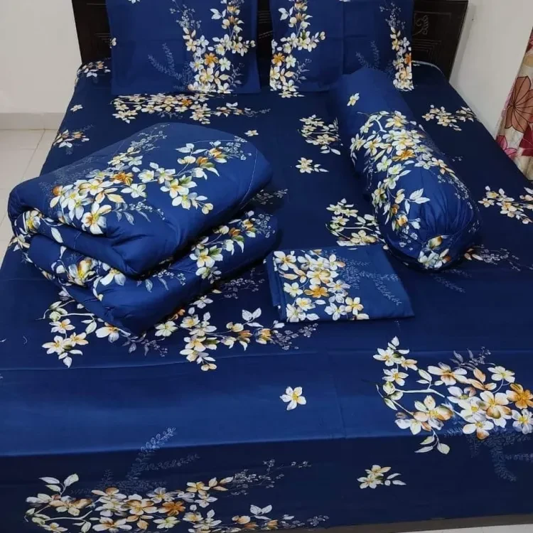 5 Pcs Set Premium Quality Luxury Twill Cotton Fabrics Comforter