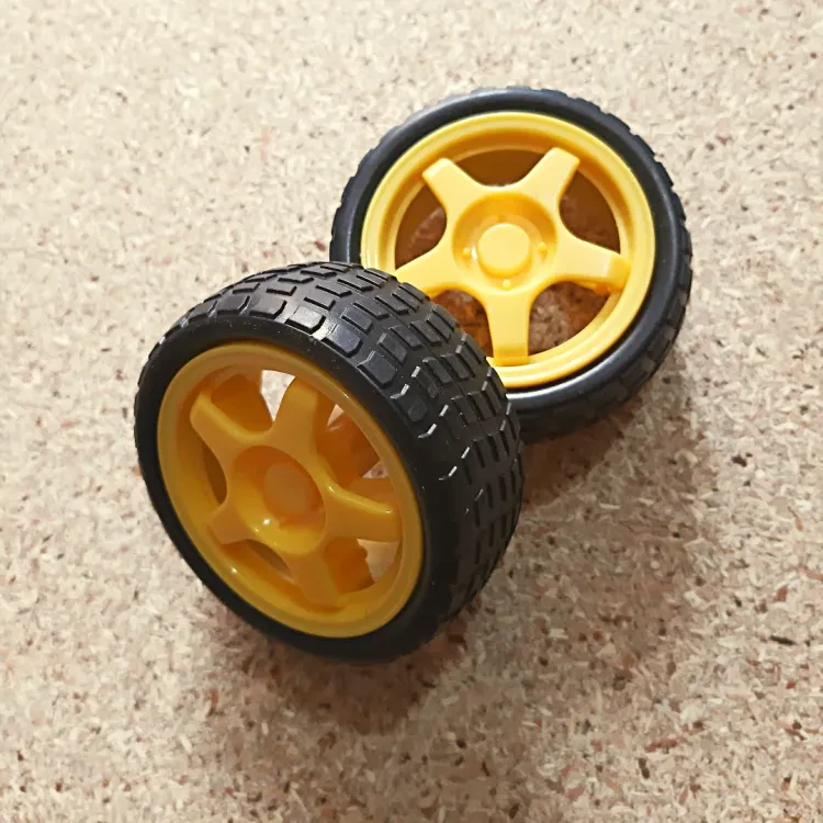 65mm YELLOE Robotics Wheel D65mm Robotic Rubber Tier Wheel 65x25mm 6mm Shaft Hole For Smart Robot Car DC 3V 6V TT Gear Motor