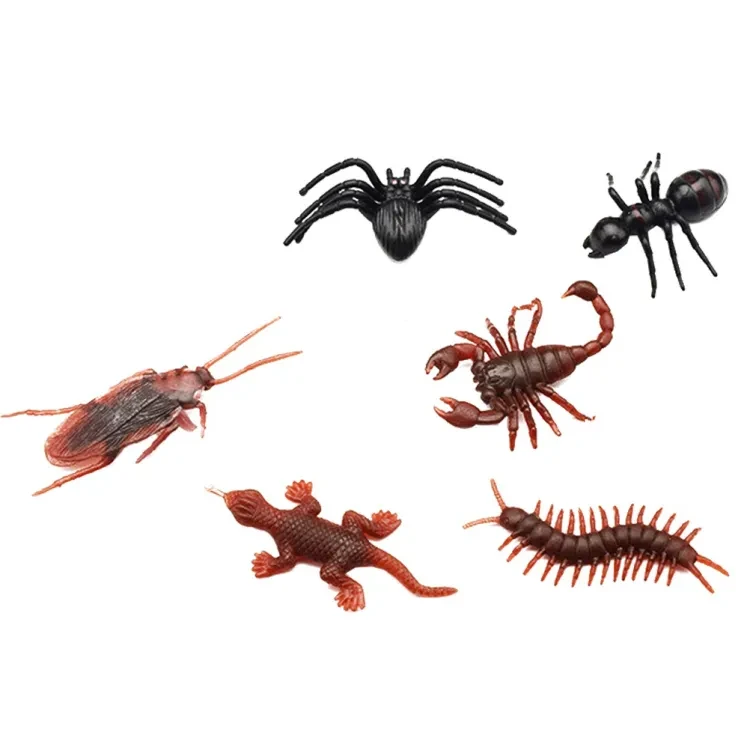 Mixed Simulation Insect Toy Plastic Ant Centipede Cockroach Fly Spider Prank Funny Toys 6 pcs