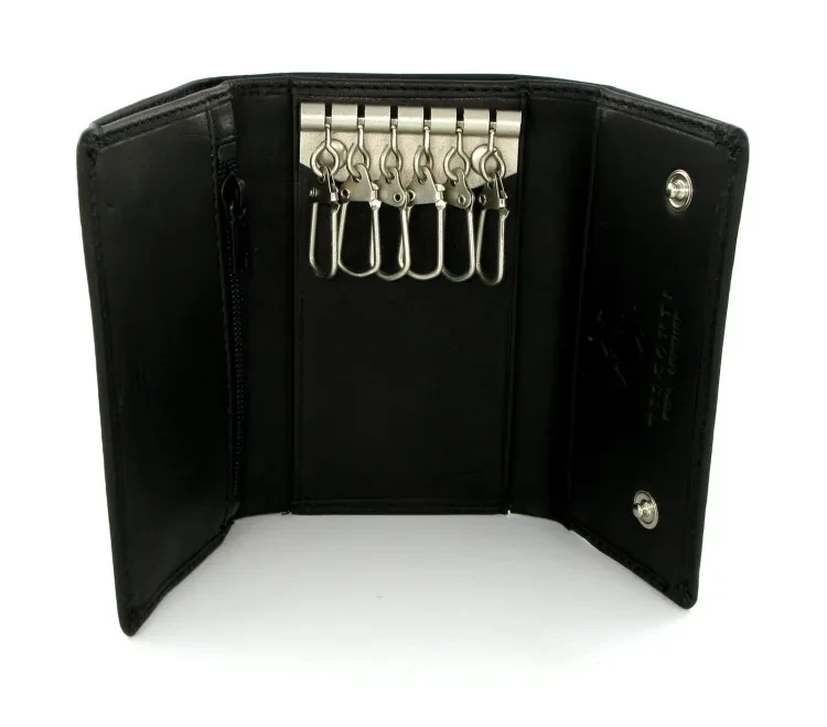 Black Leather Key Ring Folder Wallet For Men - Very Appealing - In line with current fashion trends - Style & Luxe