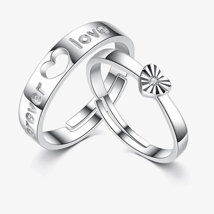 High Quality - Zinc Alloy - Adjustable - Comfortable and Stylish - Couple Finger Rings - Silver - Couple Ring