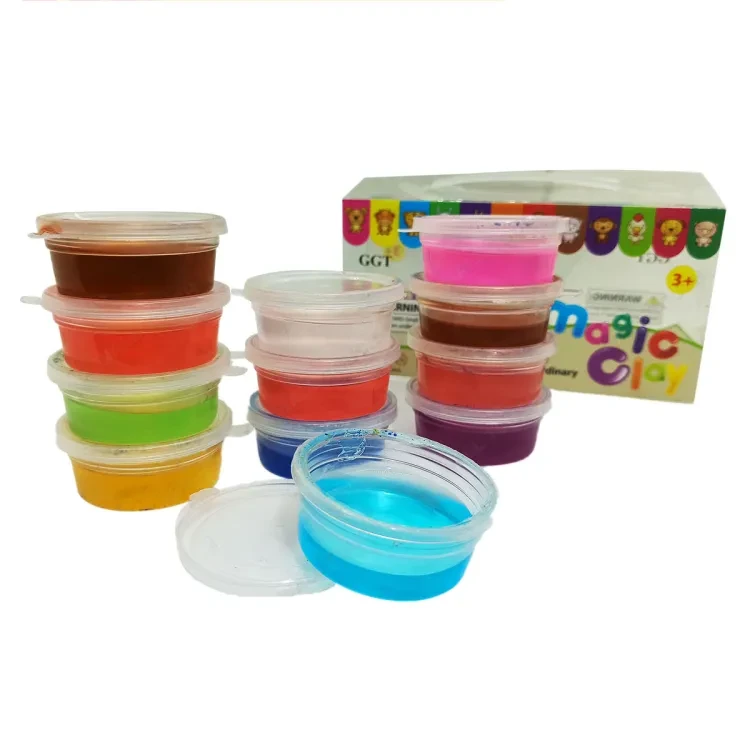 Box Of 12 Pcs Gel Clay/Slime Set Bowls Play-Dough For Kids 12 Colors