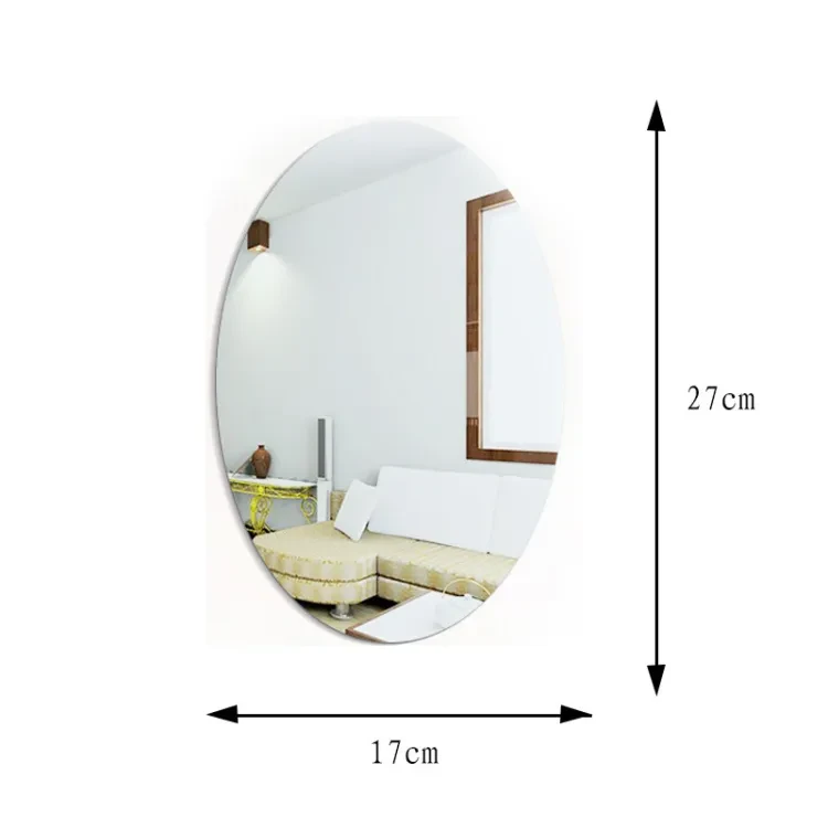 3D DIY Home Bathroom Acrylic Stickers Reflective Surface Oval Pattern Wall Stickers Mirror