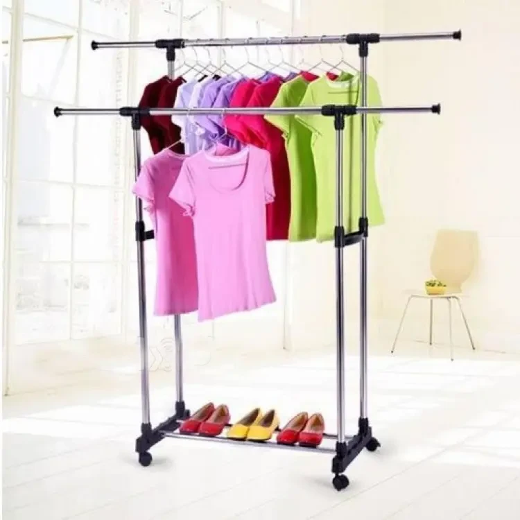 Folding Double Clothes And Shoe Rack Portable Alna - cloth hanger