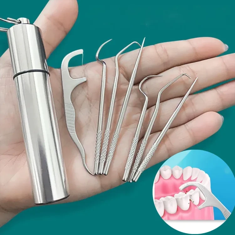 Portable Titanium Stainless Steel Portable Toothpicks Reusable Metal Toothpick