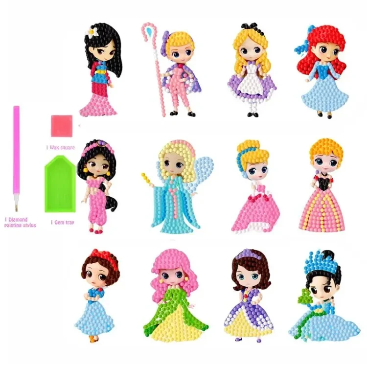 5D DIY Children Diamond Painting Craft Kits Kawaii Lovely Girl Cartoon Anime Sticker Paint By Number Kids Toys Birthday Gift