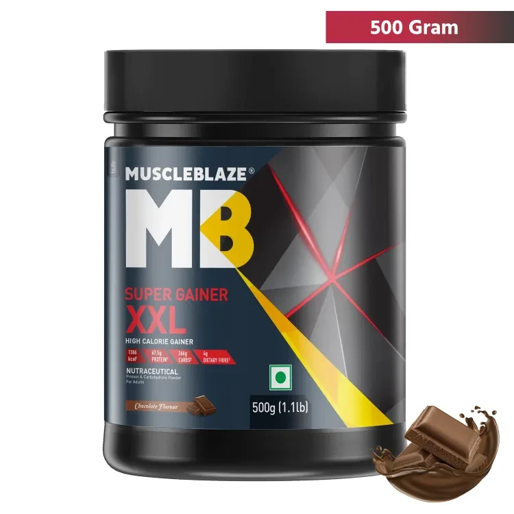 Muscleblaze Super Gainer XXL - Weight Gainer, Muscle Growth (500g, Chocolate)