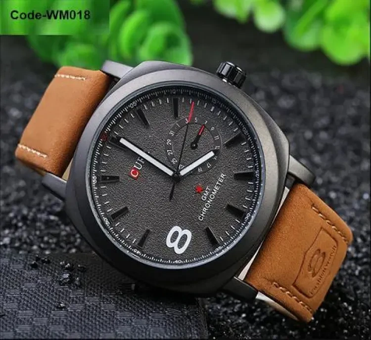 Leather Analog Casual Watch For Men