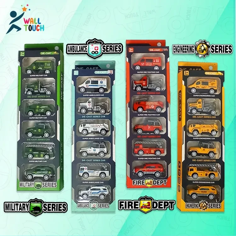 Die cast METAL CAR super fire fighting car set for kids Vehicle Gift Pack 6-Piece