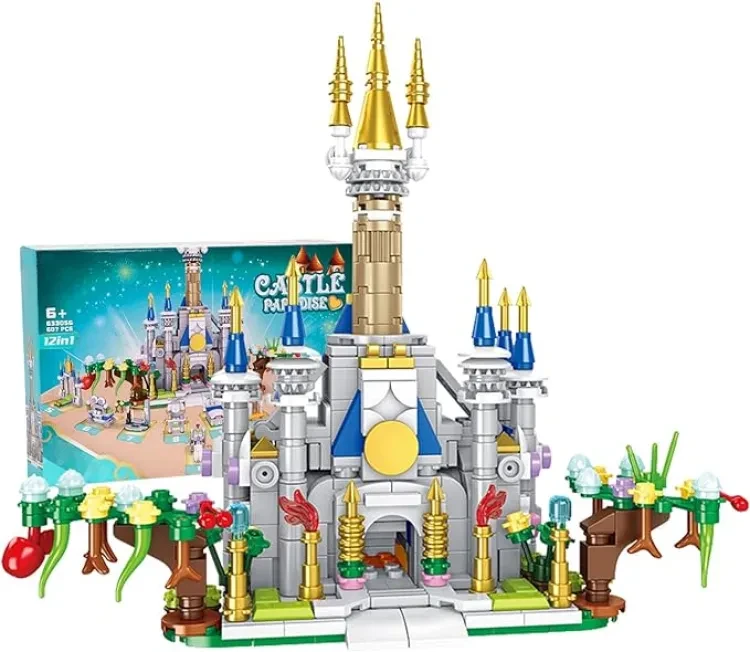 BIZNESMEN Girls Building Blocks Set Toy,607 pcs Castle Paradise Toys | 12 in 1 Models Golden Palace Bricks Toys, STEM Construction Kits Girls Toys Gift for Kids Boys Girls Age 6-12 Years Old