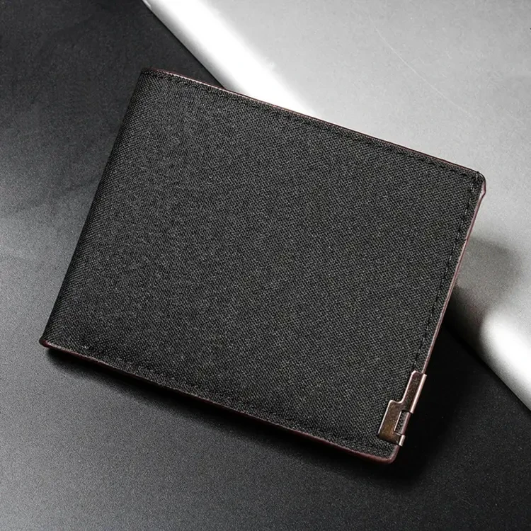 Denim Wallets Purses Men Women Inserts Business Foldable Cowhide Wallet Picture Layor