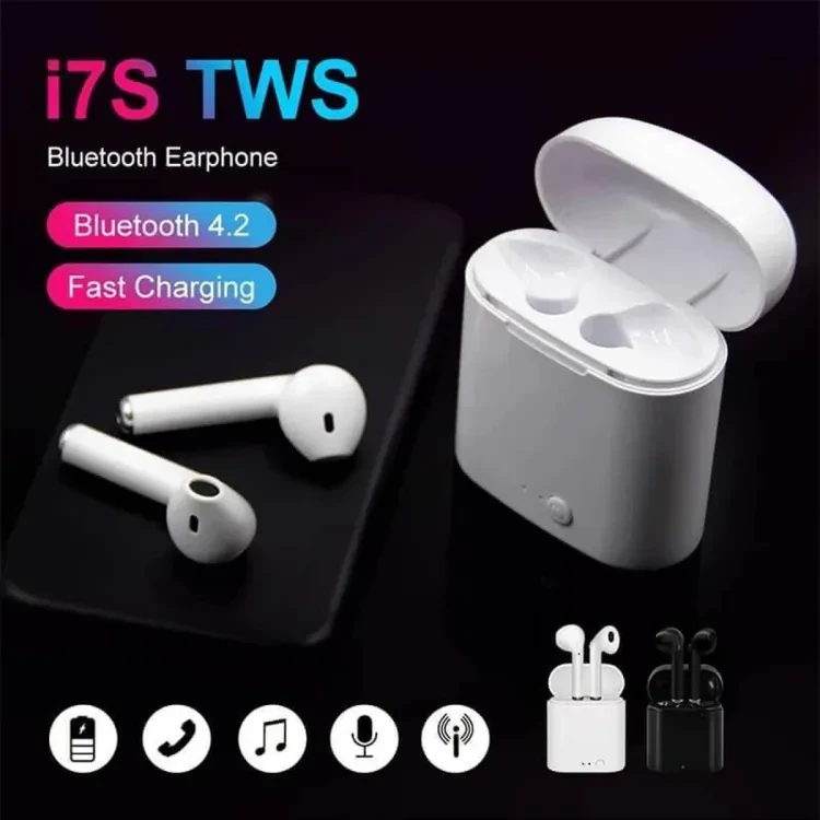 HBQ I7S Double Dual Mini Wireless 4.1 Bluetooth Earphone With Power Case