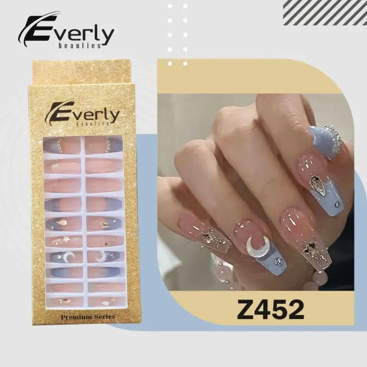 Everly Beauties 24Pcs Premium Fake Nails Set With Sticker Glue - Z452