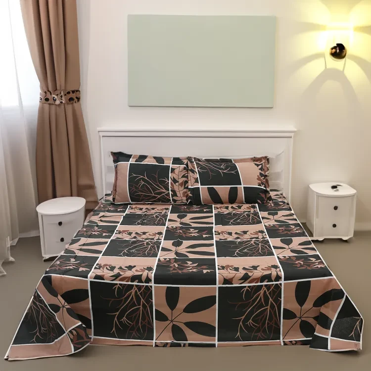 Double King Size Bed Sheet Cotton Blend Fabric Different Colors Print 7 By 8 Foot