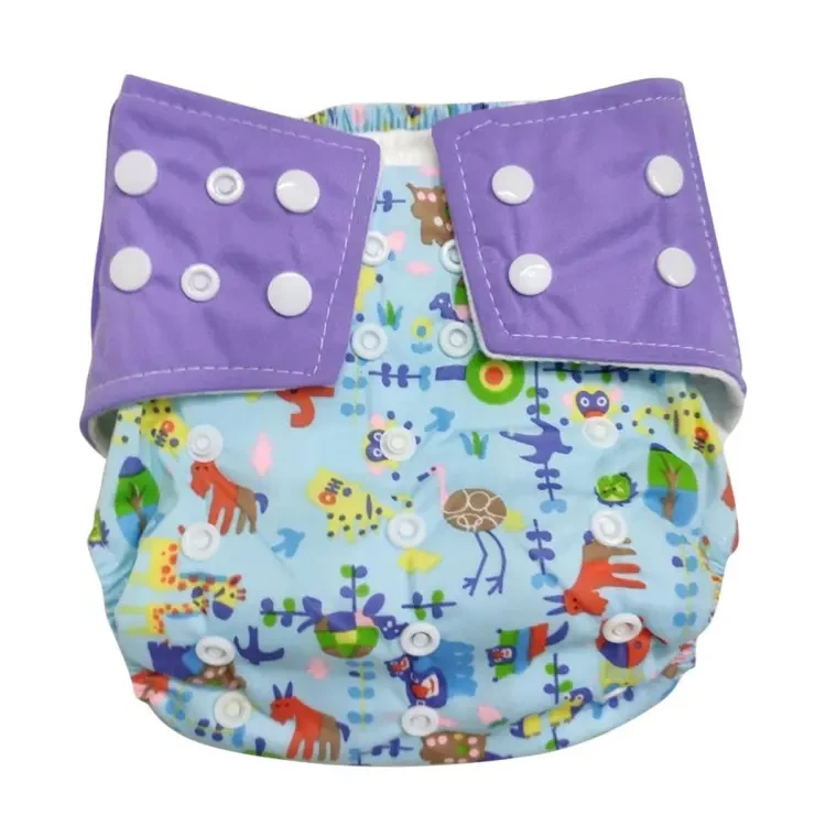 Washable Hot Print Cloth Baby Diaper with 1 Pad 3 Layer