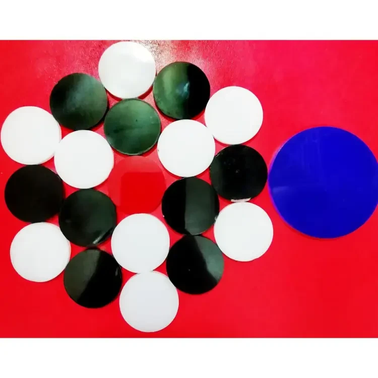 Carrom Guti ,Carrom Coins With Striker- 9 White & 9 Black Coin With 1 Striker - Chess Board