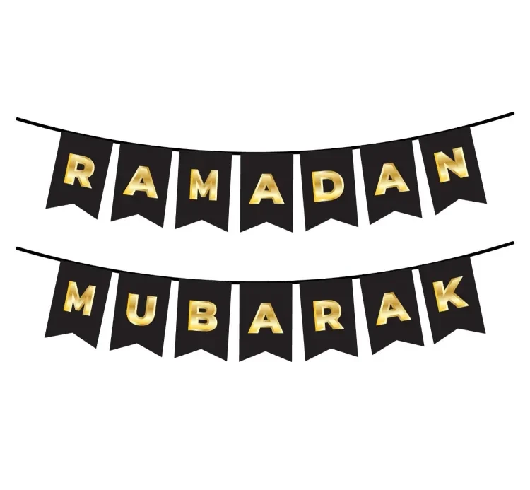 Ramadan Mubarak Card Banner in Black and Golden For Ramadan Iftar Party Decoration and Celebration
