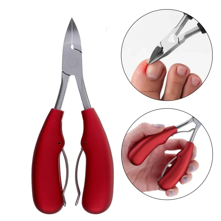 Monja Nail Art Eagle Mouth Shaped Red Stainless Steel ABS Nipper Cutter Cuticle Dead Skin Remove Scissor Trimmer Manicure Tool