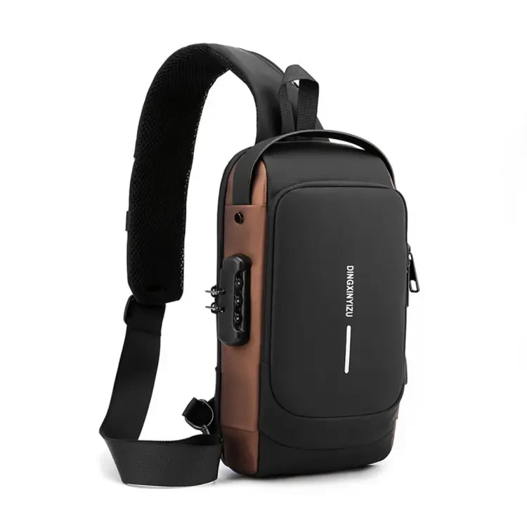 Multipurpose Patent Leather Chest Bag Biker Bag - Waterproof Men's Travel Bags to Keep Your Belongings Safe - Chest Bags with Charging