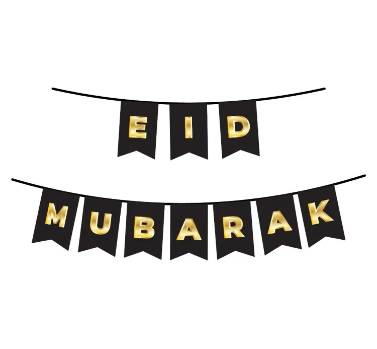 Eid Mubarak Card Banner Eid Decorations, Black and Gold Eid Mubarak Banner For Eid Festival Party Supplies