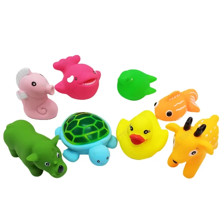 Soft Rubber Sound Baby Wash Bath Play ANIMAL TOYS - Set of 8pcs - Fun Bath Time Entertainment Easy to Use and Maintain 262gm