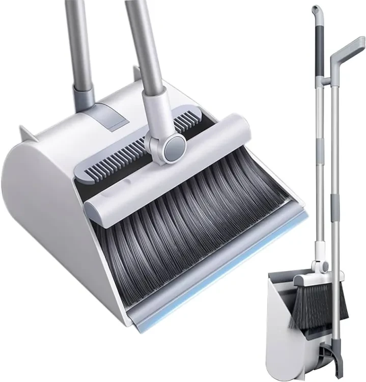 Windproof Broom & Dustpan Set Home Scalable Stainless Broomstick Floor Cleaning Brush
